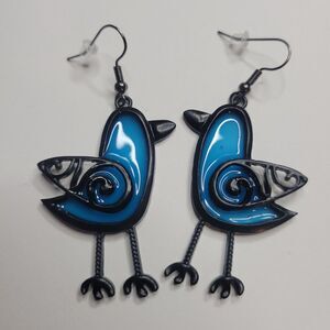 BOGO Free Buy 1 Pair Large Blue Stained Glass Bird Earrings Get 1 Free